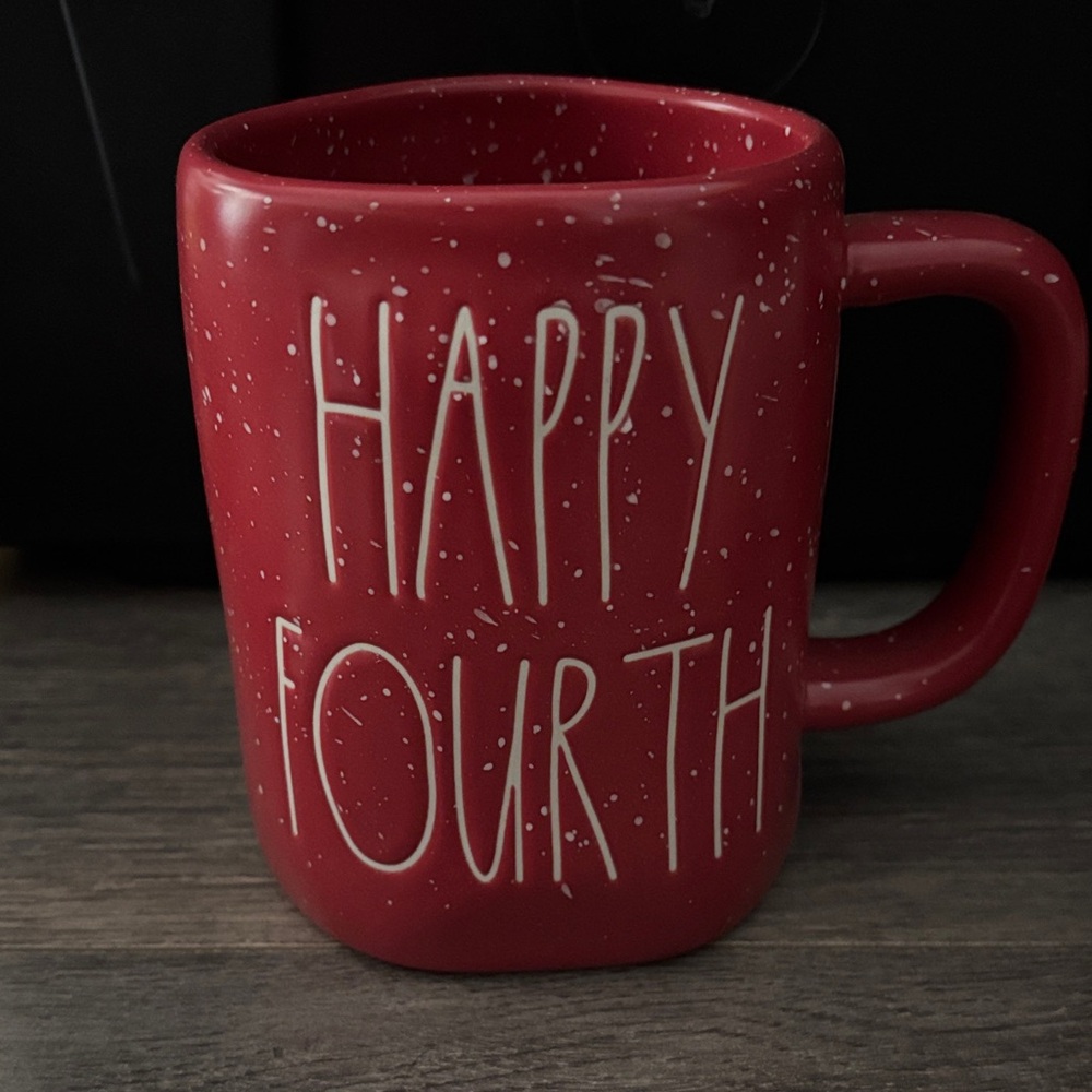 Rae Dunn Red Speckled Mug - Happy Fourth